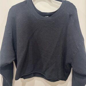 Aerie Black Ribbed Crew Neck Sweater